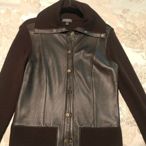 Genuine Leather Cardigan Sweater Size Large